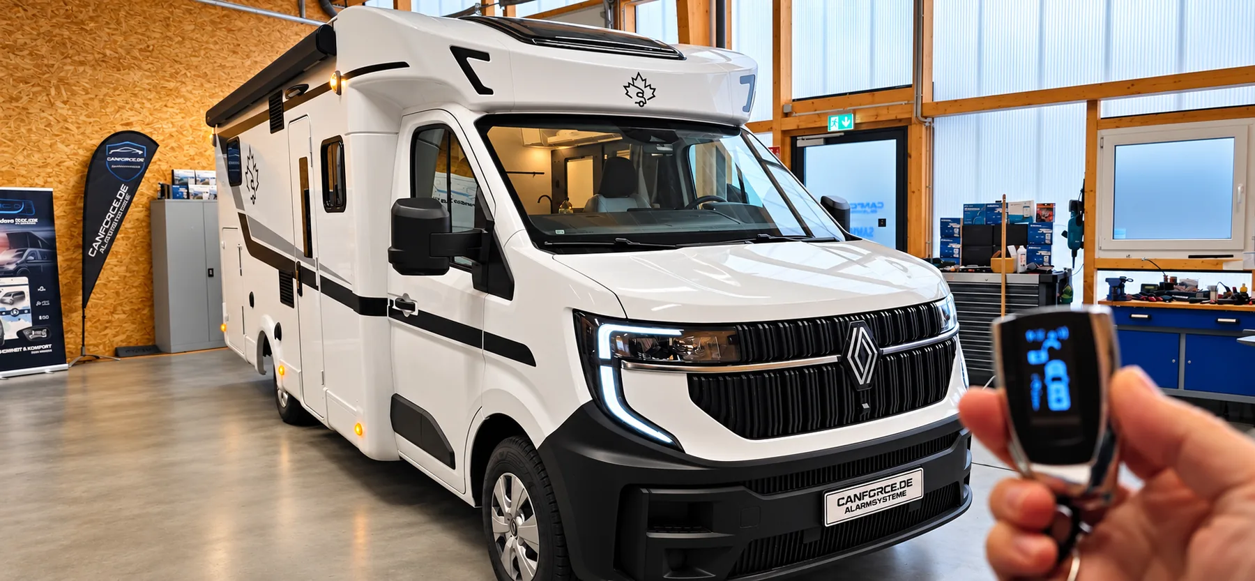 Ahorn Camp Wohnmobil auf Renault Master 4 mit Pandora Camper Pro V2 Alarmanlage von CANFORCE
