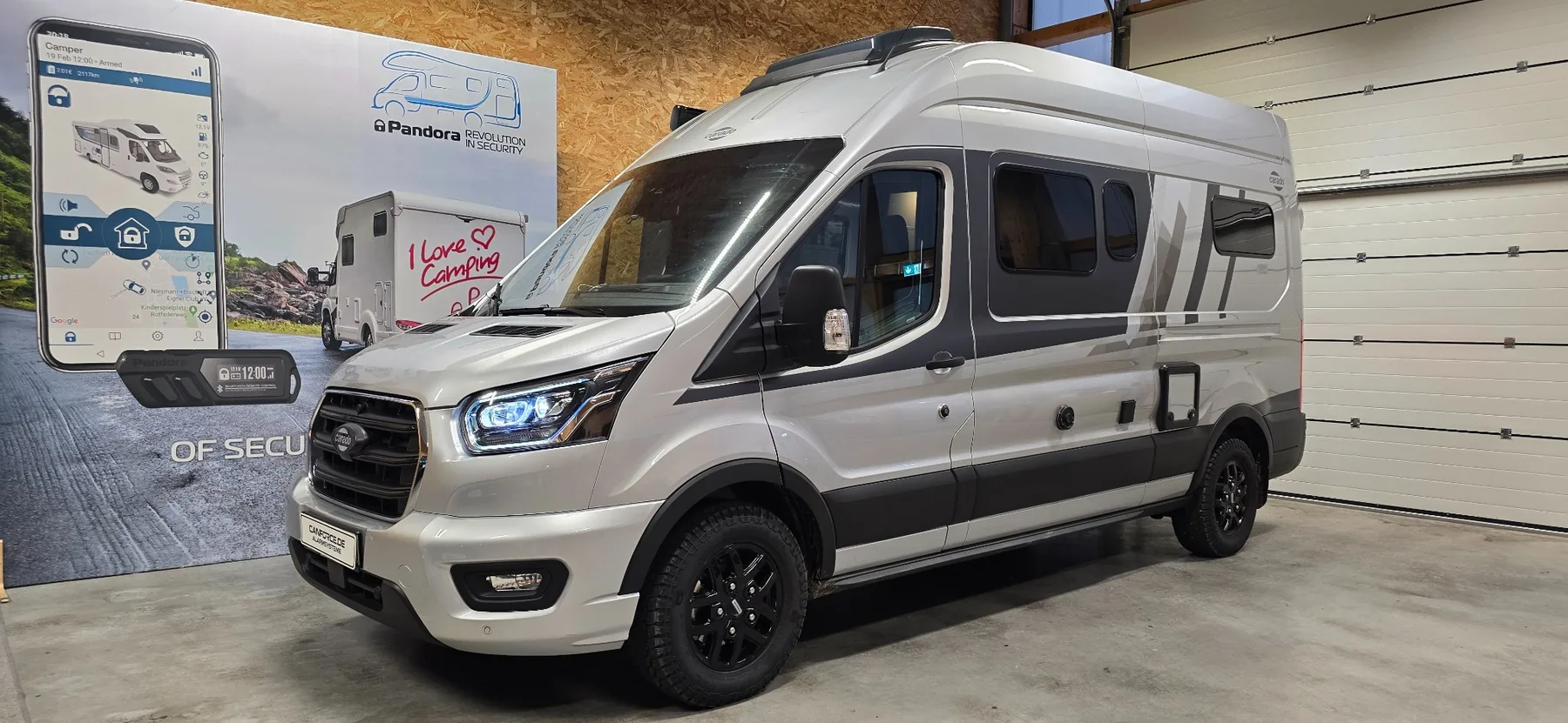 Carado Kastenwagen mit Ford Transit · Pandora Camper Pro V2 Alarmanlage von CANFORCE