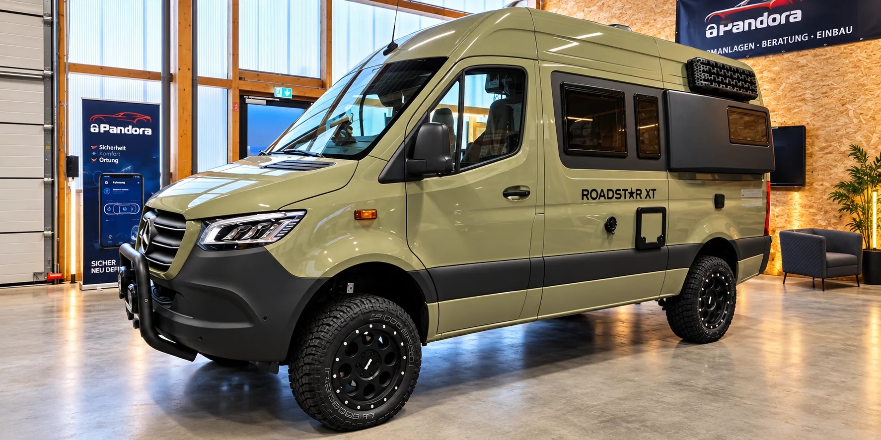 Pössl Roadstar XT 2027 mit Mercedes Sprinter · Pandora Camper Pro V2 Alarmanlage von CANFORCE